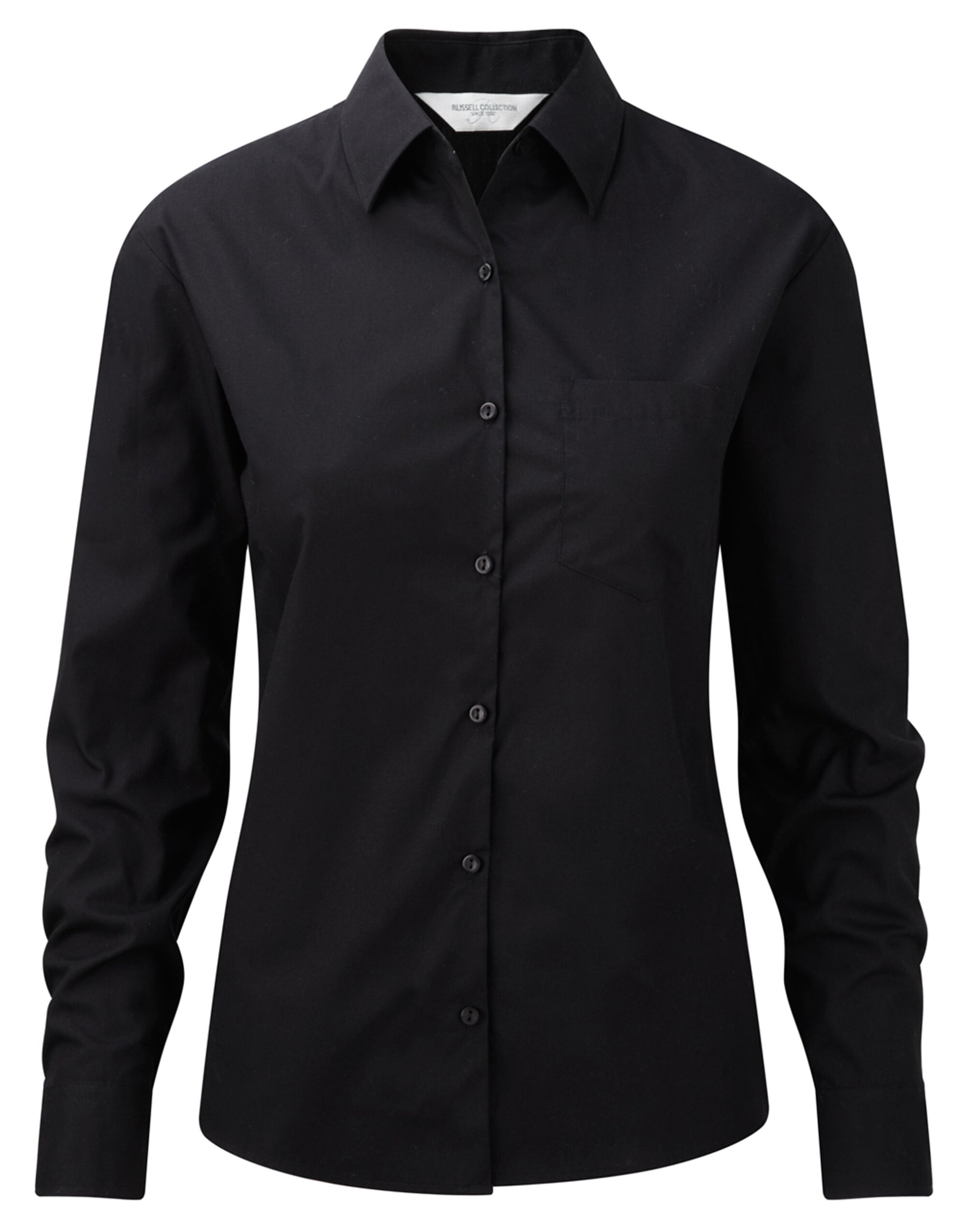 Ladies' Long Sleeve Classic Pure Cotton Poplin Shirt - Black