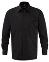 Men's Long Sleeve Classic Pure Cotton Poplin Shirt - Black
