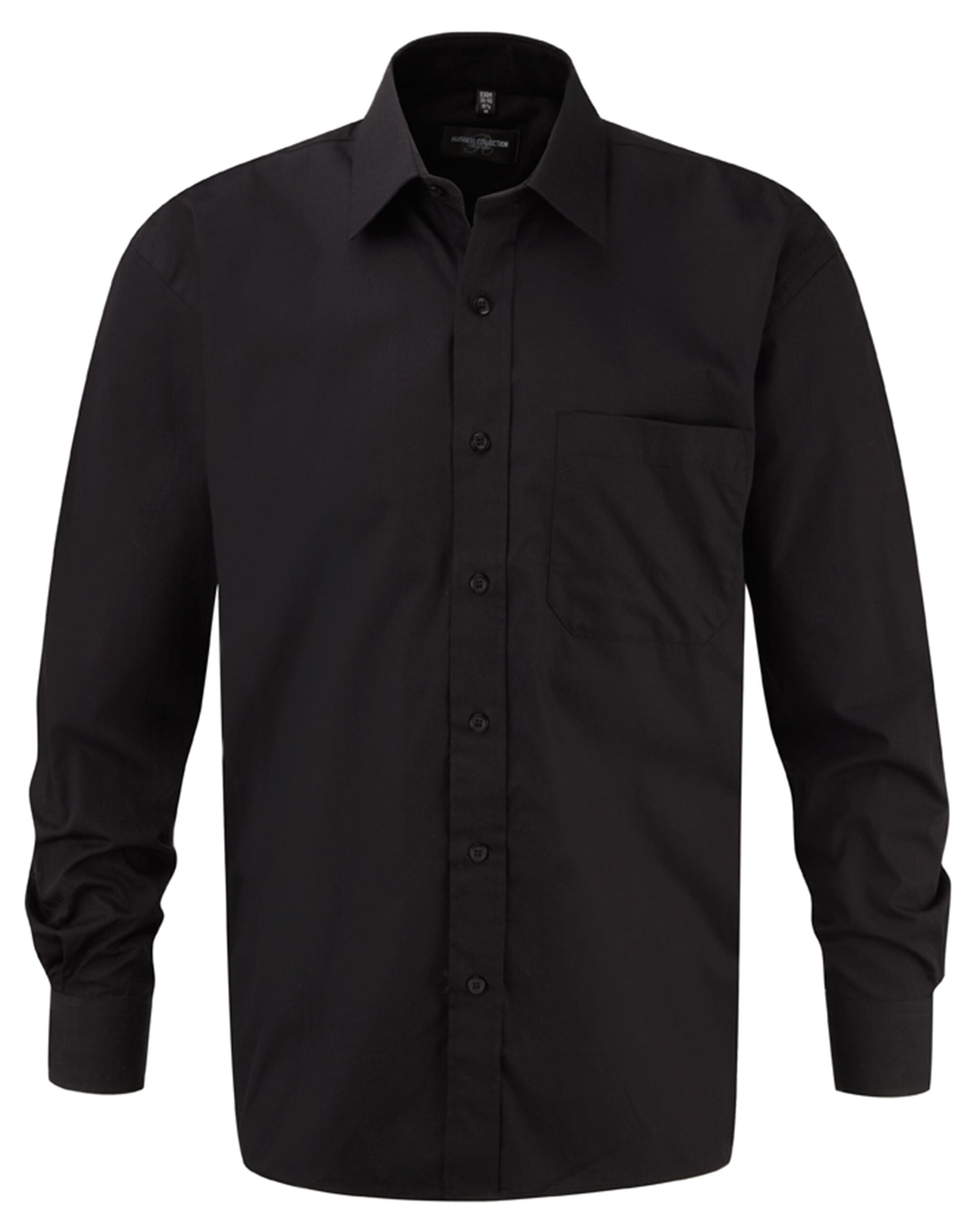 Men's Long Sleeve Classic Pure Cotton Poplin Shirt - Black