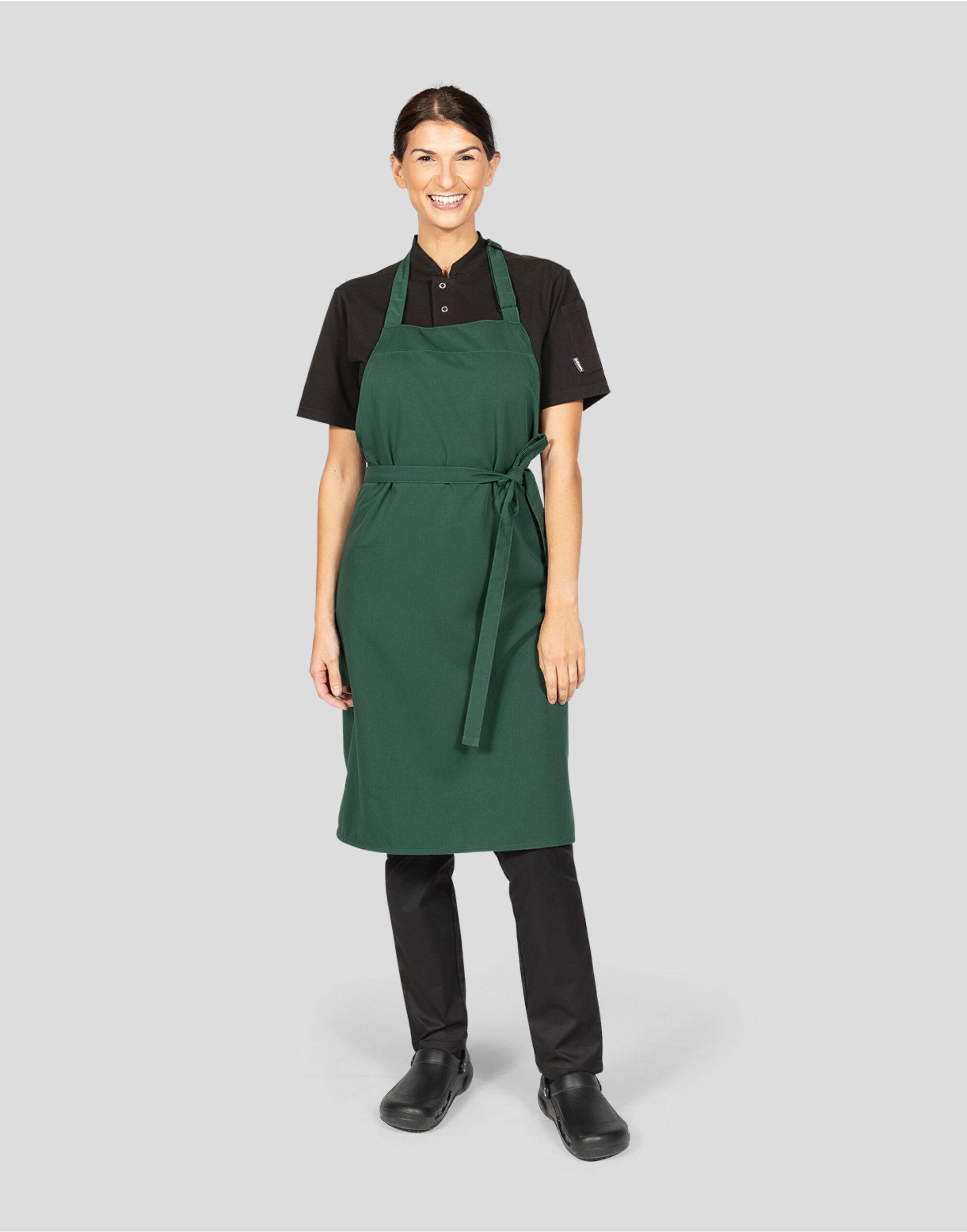 Multi-Coloured Recycled Bib Apron - Bottle Green