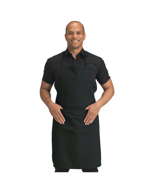 Recycled Bib Apron With Pocket - Black