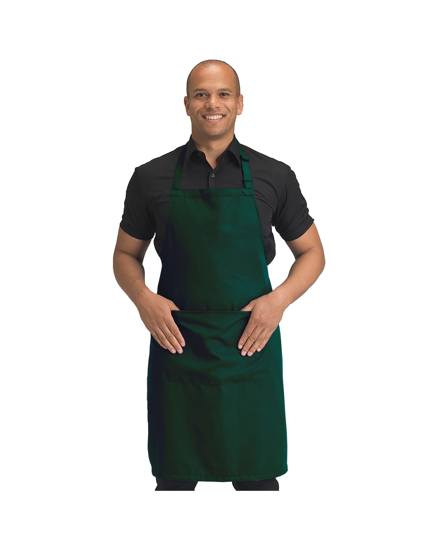 Recycled Bib Apron With Pocket - Bottle Green