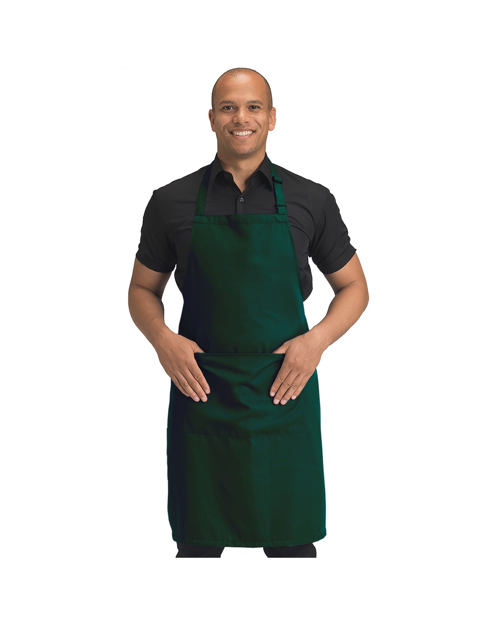 Recycled Bib Apron With Pocket - Bottle Green