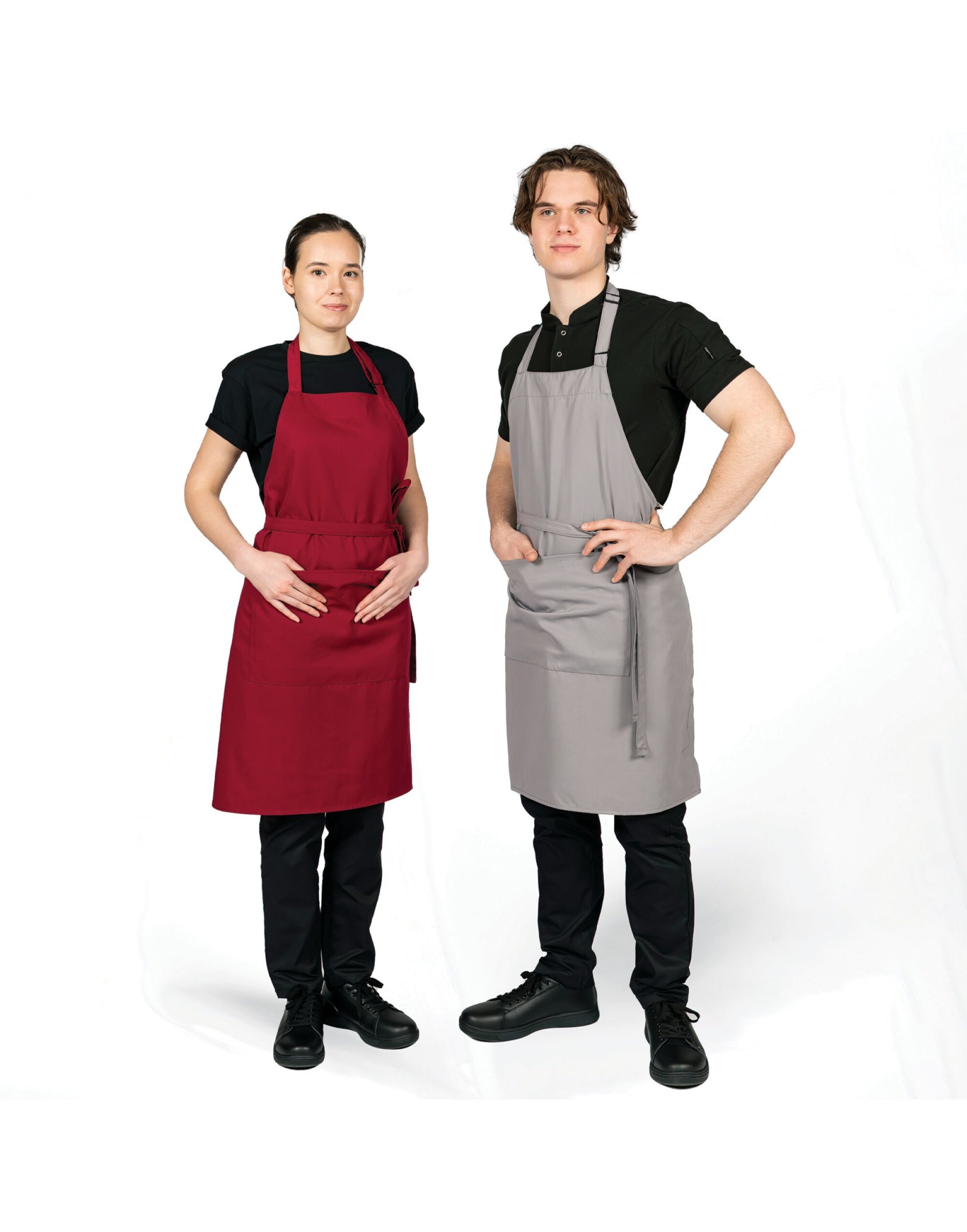 Recycled Bib Apron With Pocket - Claret