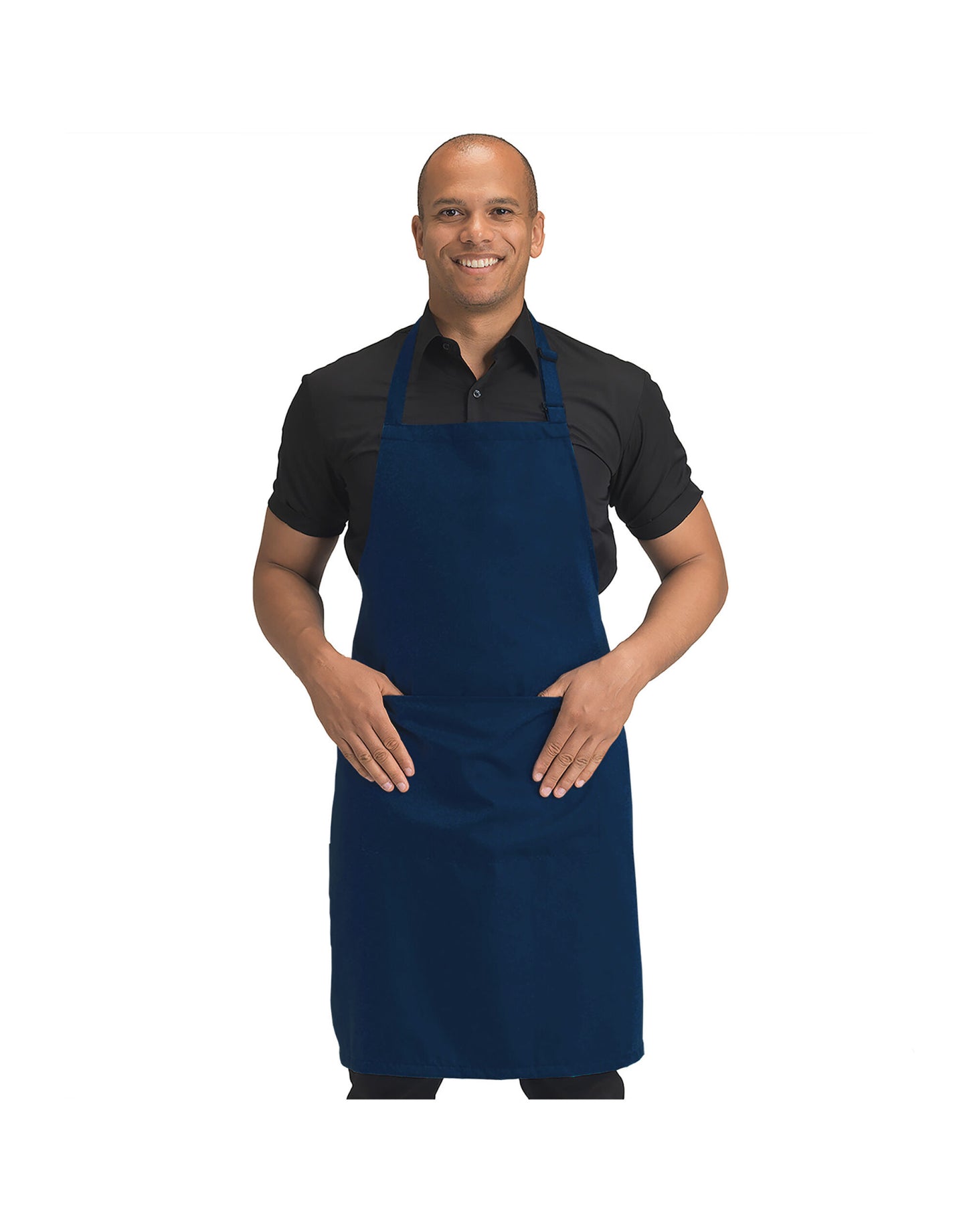 Recycled Bib Apron With Pocket - Navy