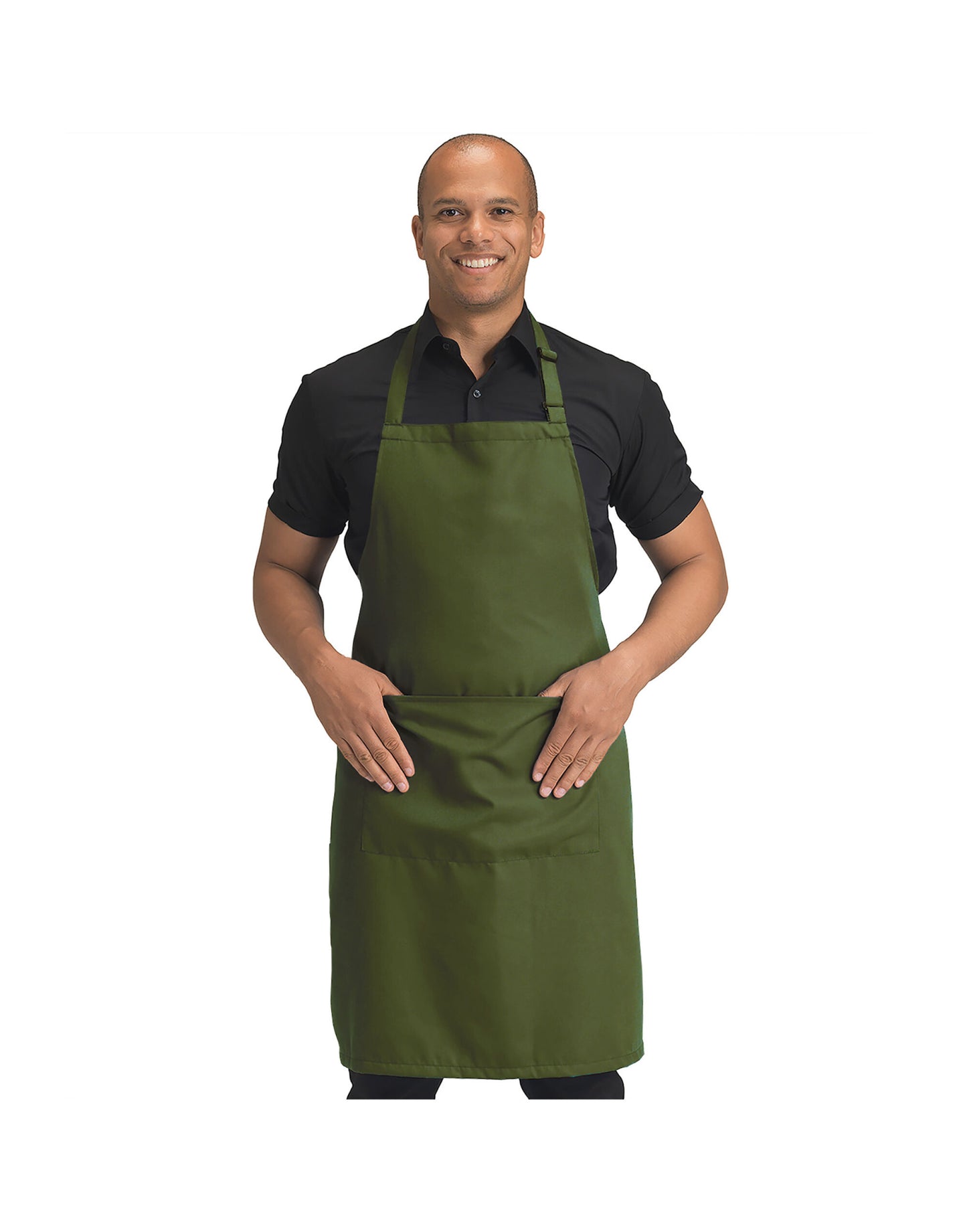 Recycled Bib Apron With Pocket - Olive