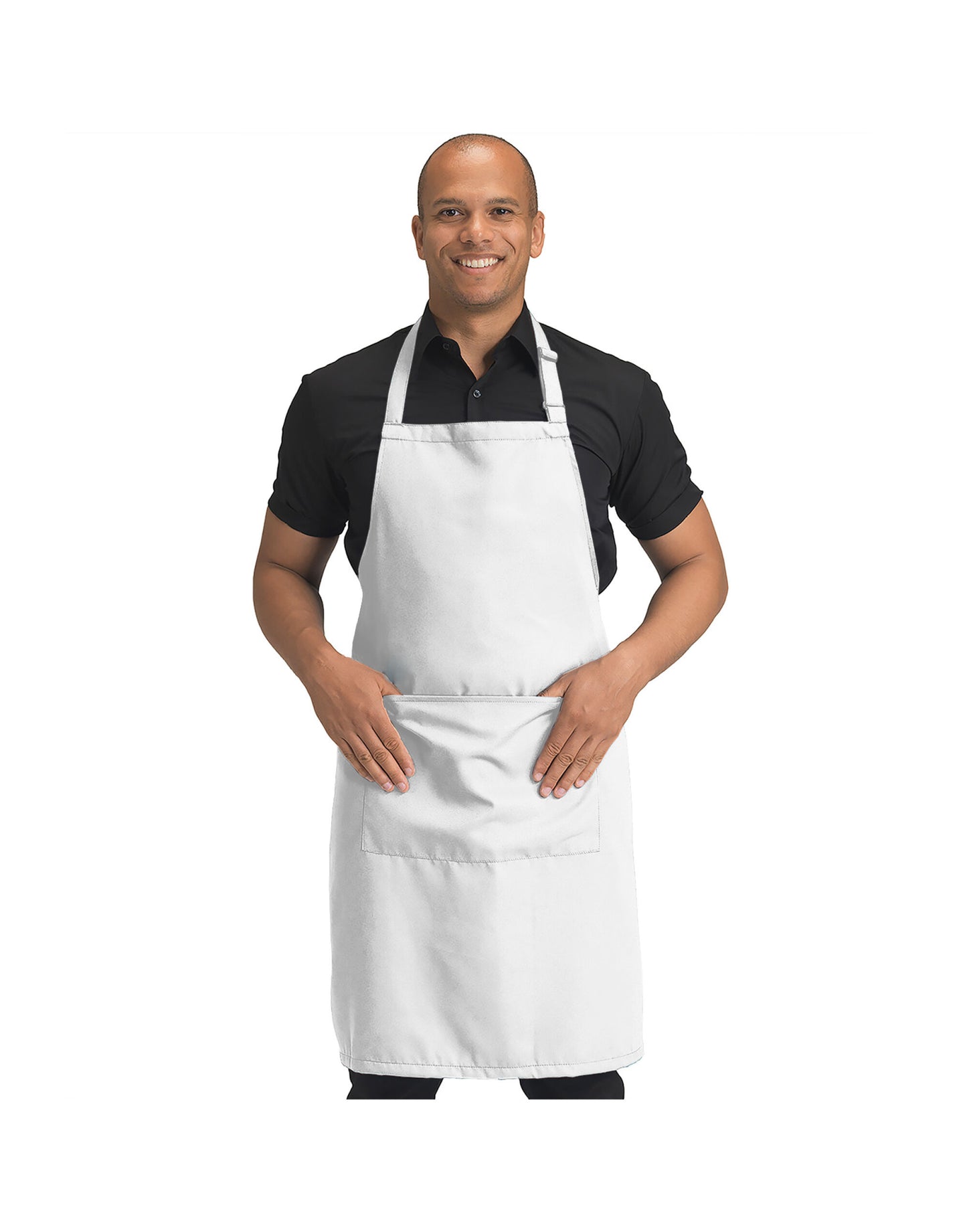 Recycled Bib Apron With Pocket - White