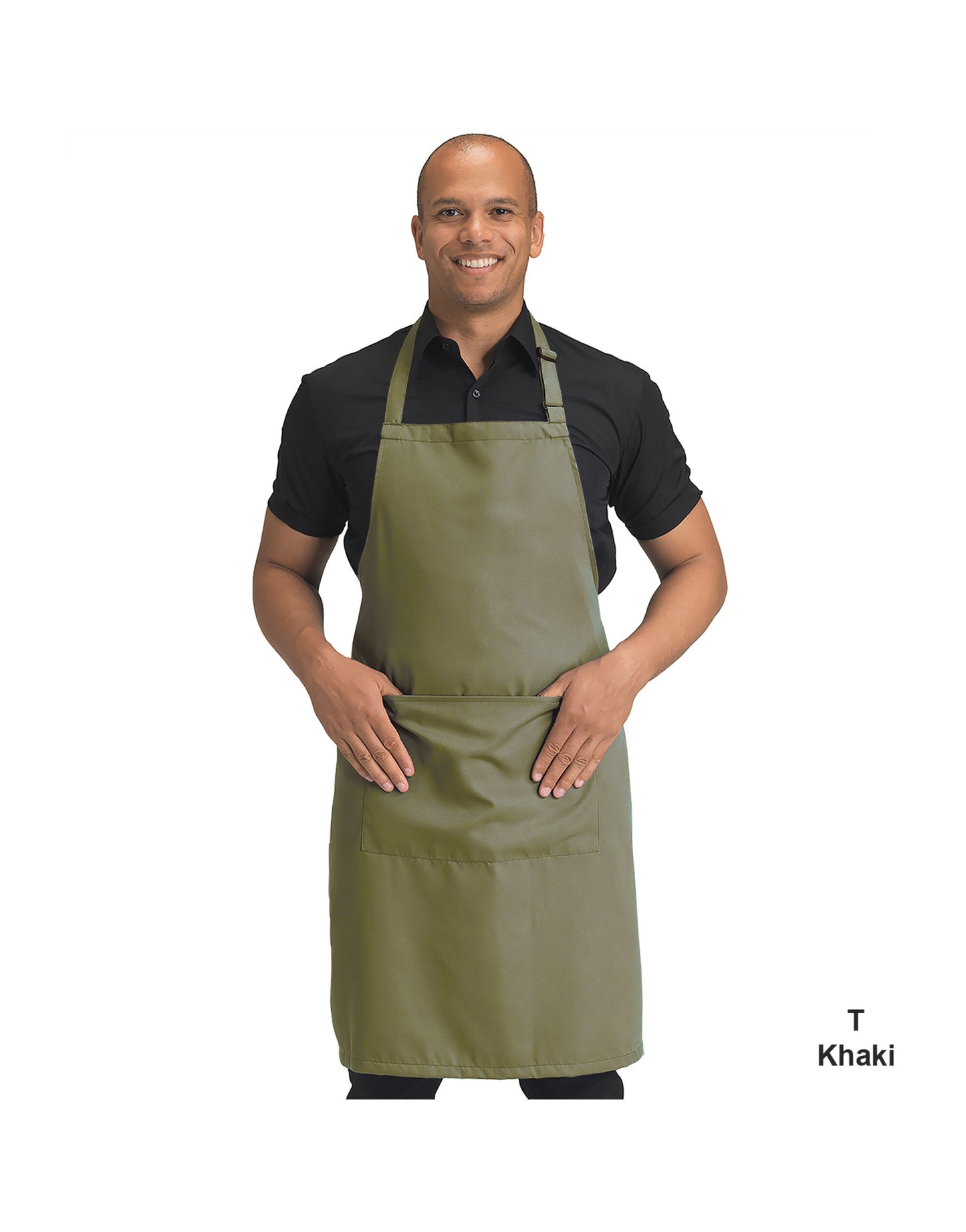 Recycled Bib Apron With Pocket - Khaki