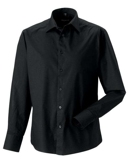 Men's Long Sleeve Fitted Stretch Shirt - Black