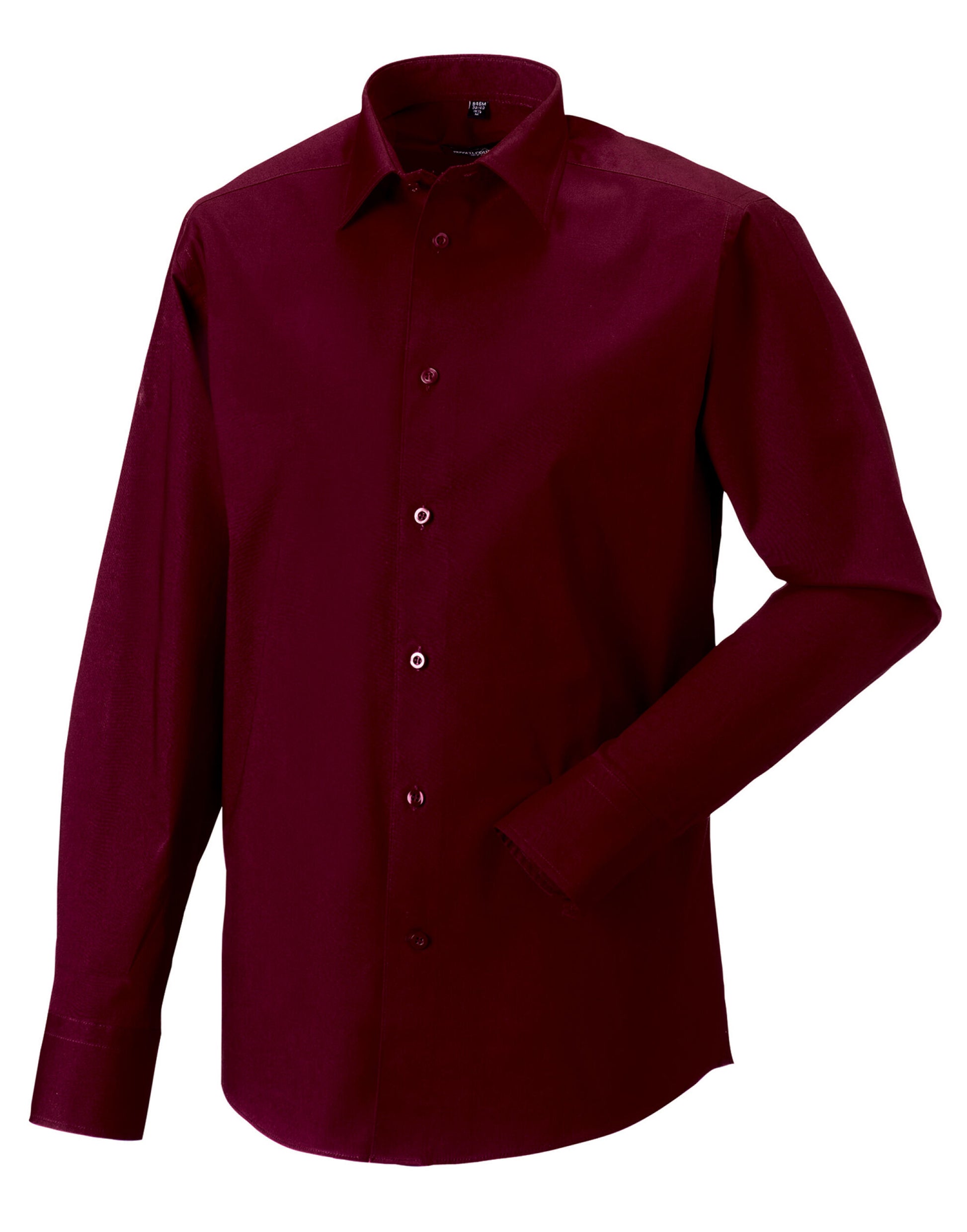 Men's Long Sleeve Fitted Stretch Shirt - Port
