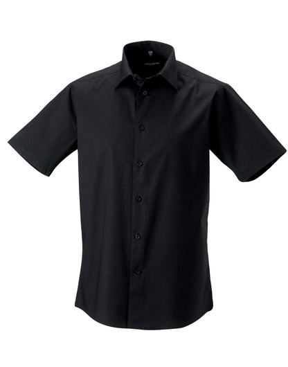 Men's Short Sleeve Fitted Stretch Shirt - Black