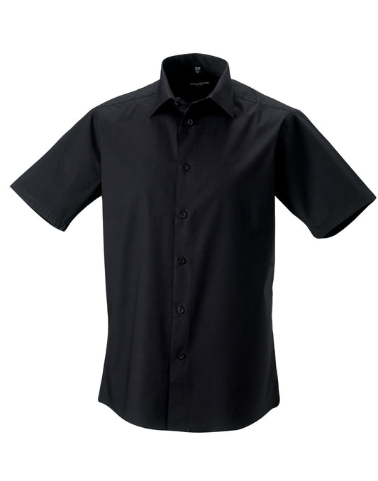 Men's Short Sleeve Fitted Stretch Shirt - Black