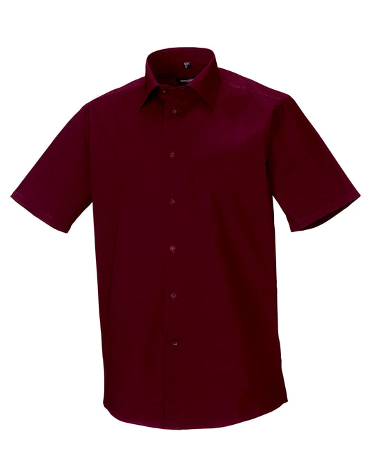Men's Short Sleeve Fitted Stretch Shirt - Port