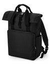 Recycled Twin Handle Roll-Top Laptop Backpack - Black