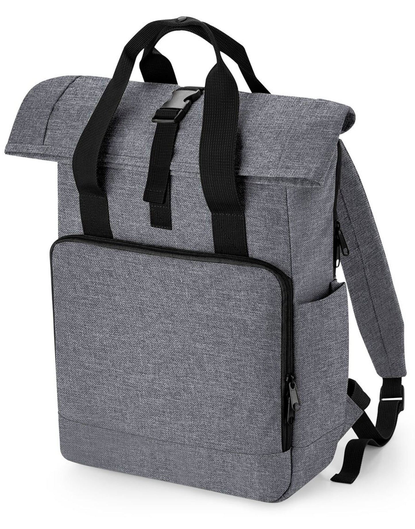 Recycled Twin Handle Roll-Top Laptop Backpack - Grey Marl