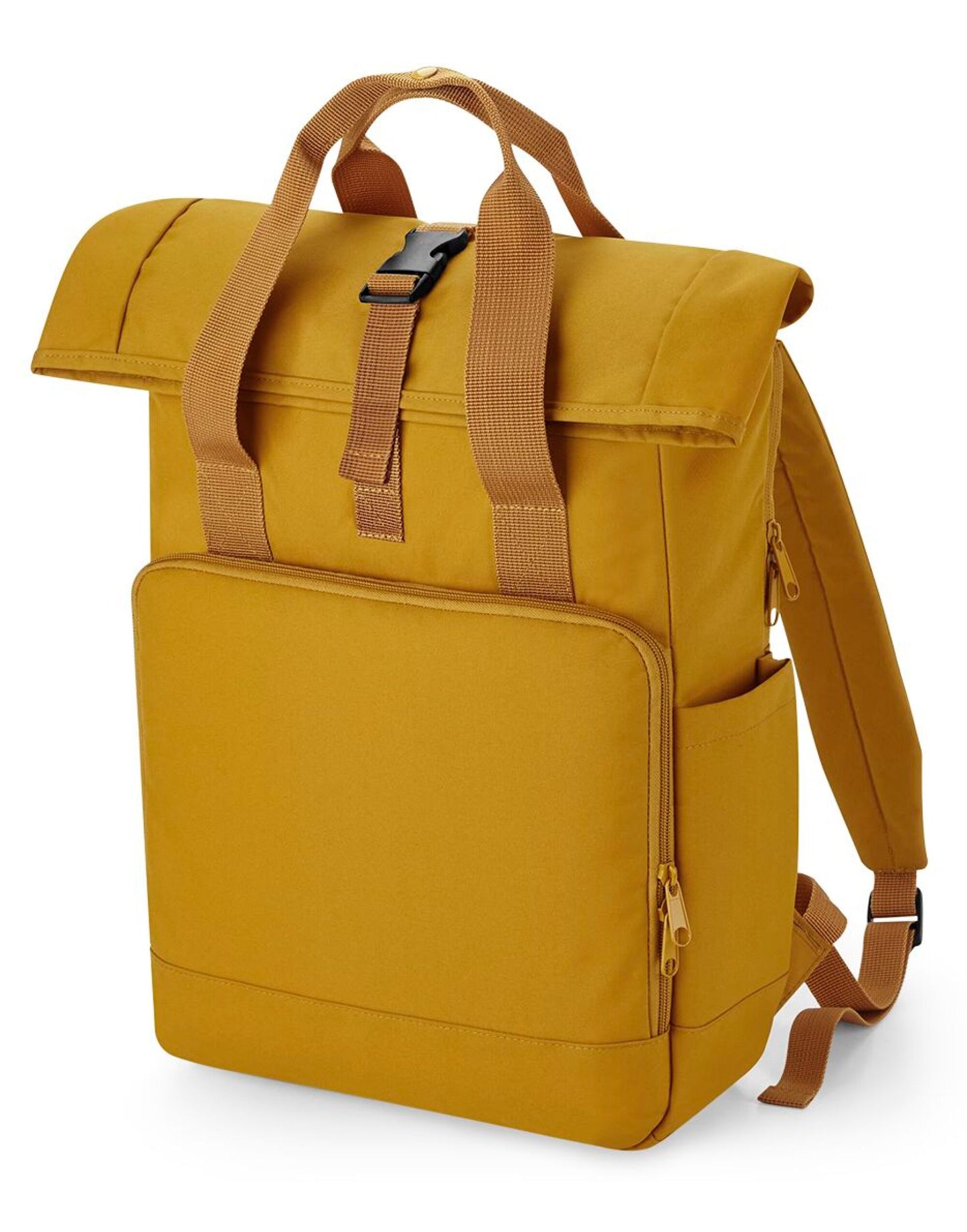Recycled Twin Handle Roll-Top Laptop Backpack - Mustard