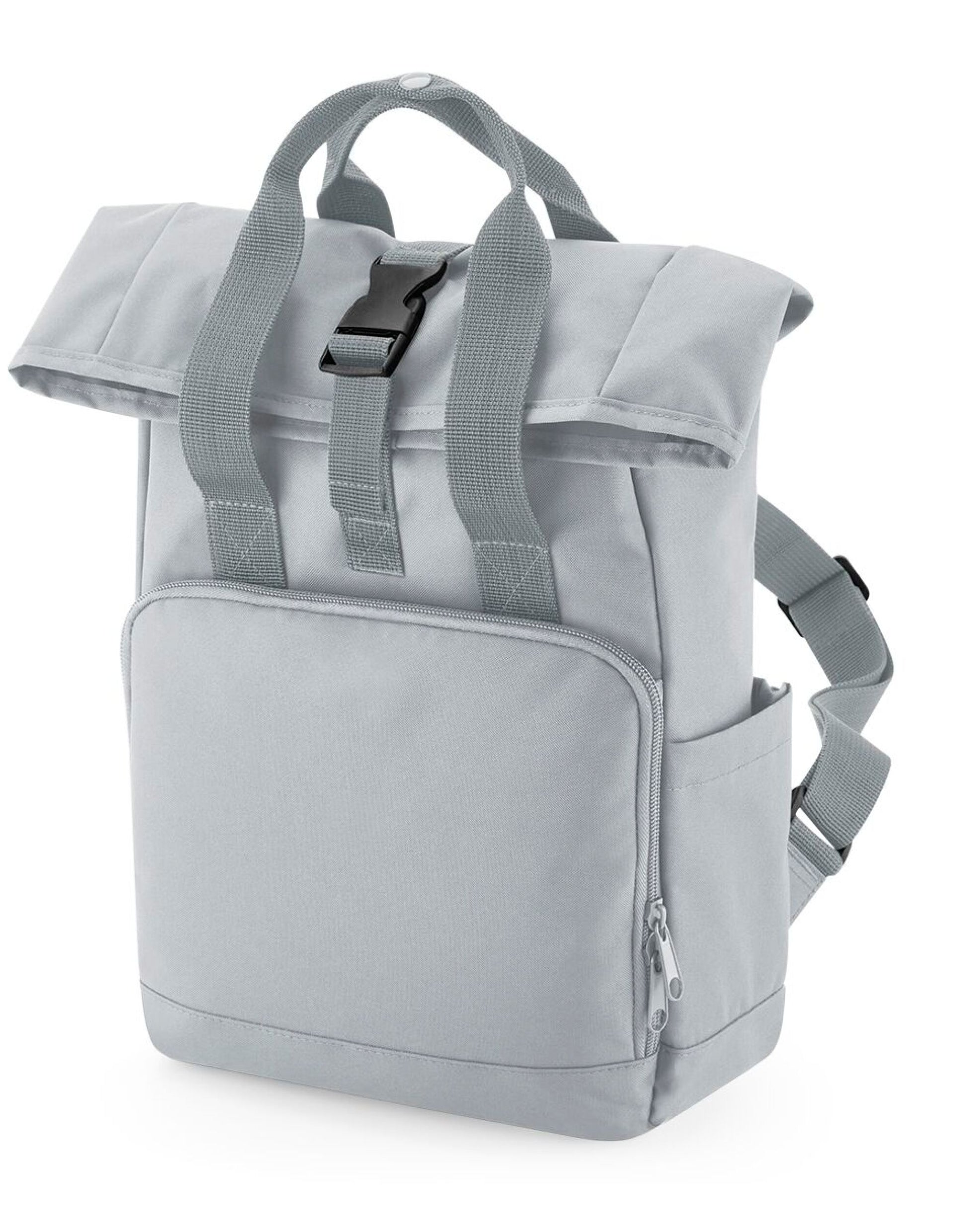 Recycled Mini Twin Handle Roll-Top Backpack - Light Grey