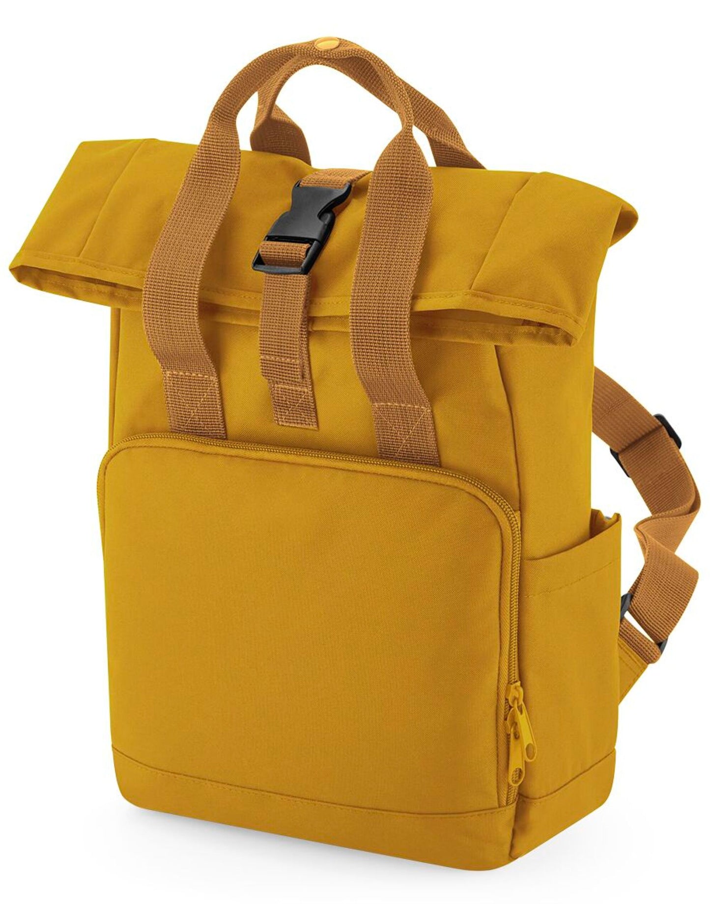 Recycled Mini Twin Handle Roll-Top Backpack - Mustard