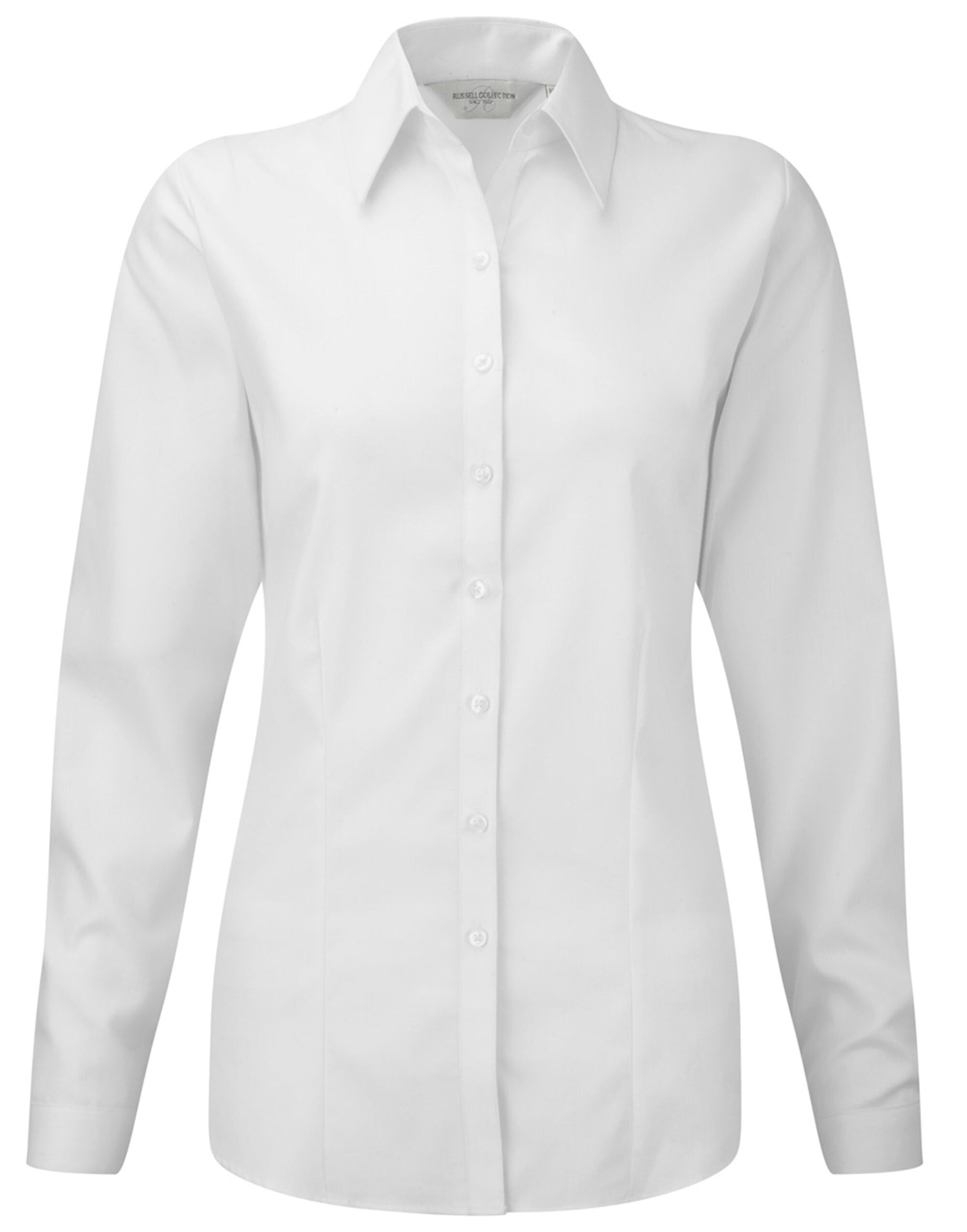 Ladies' Long Sleeve Tailored Herringbone Shirt - White