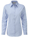 Ladies' Long Sleeve Tailored Herringbone Shirt - Light Blue