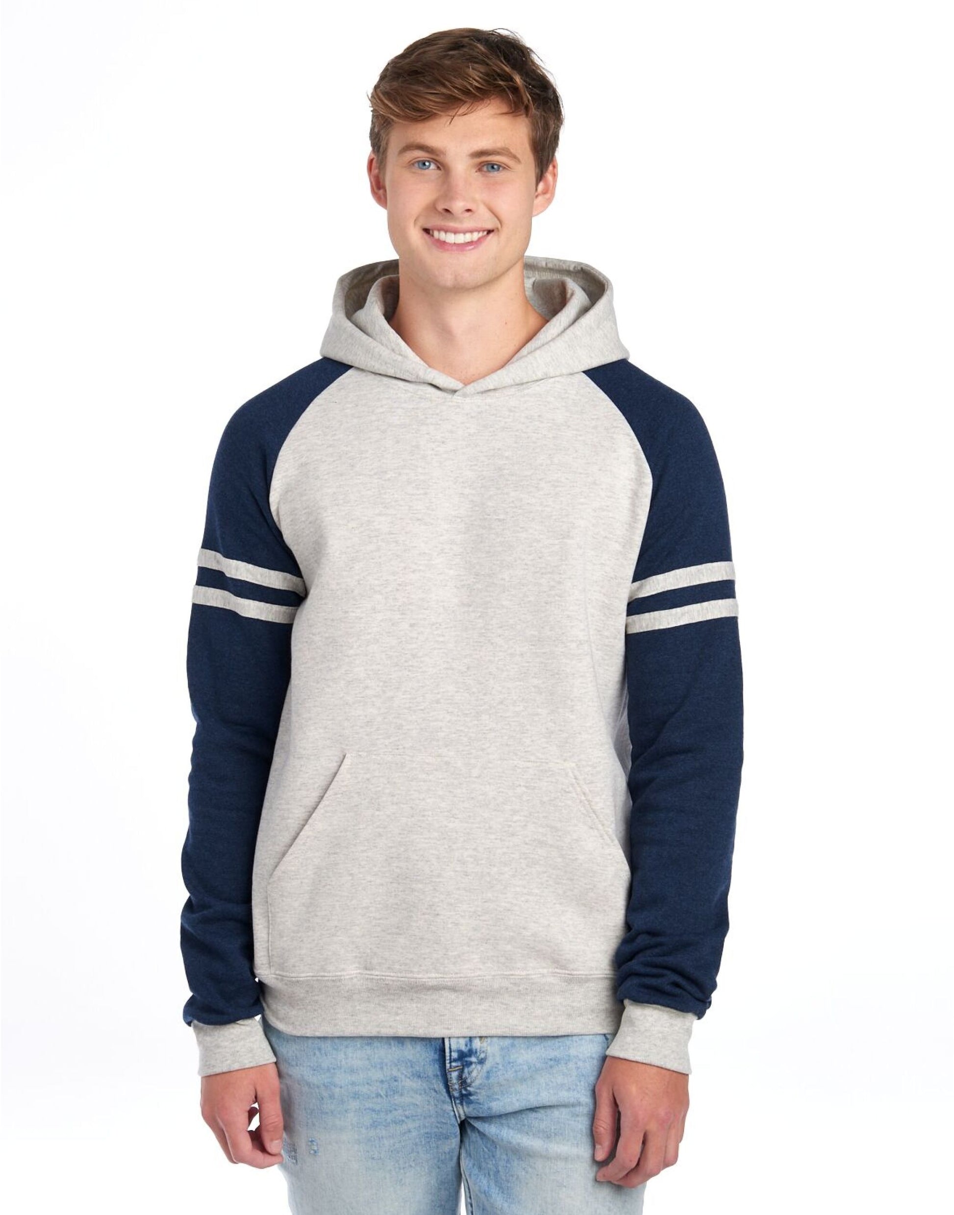 NuBlend® Varsity Colour-Block Hood - Oatmeal Heather/ Indigo Heather
