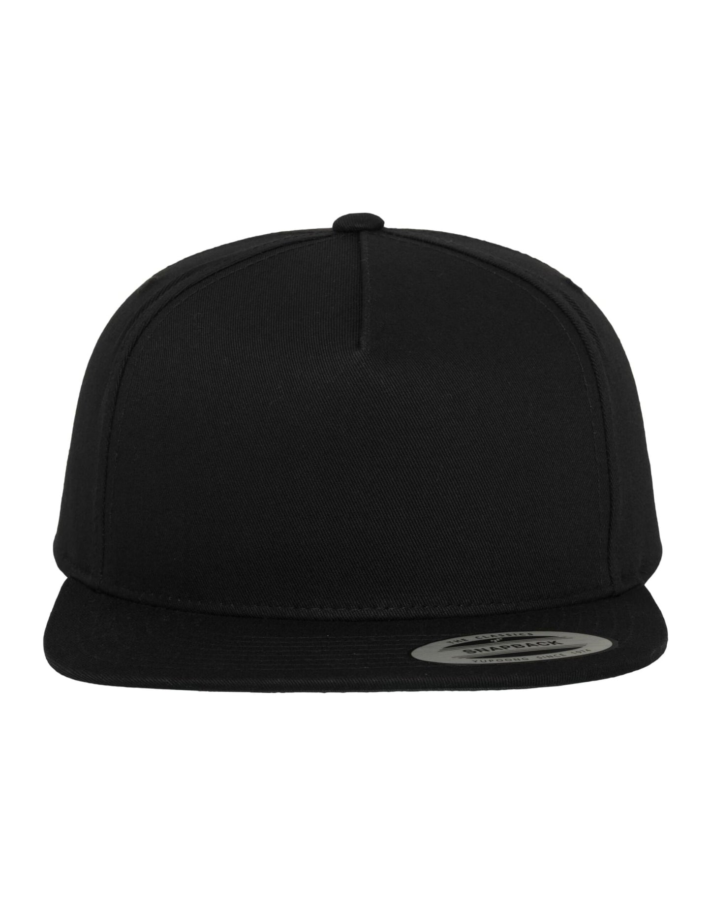 Classic 5 Panel Cotton Twill Snapback - Black/Black