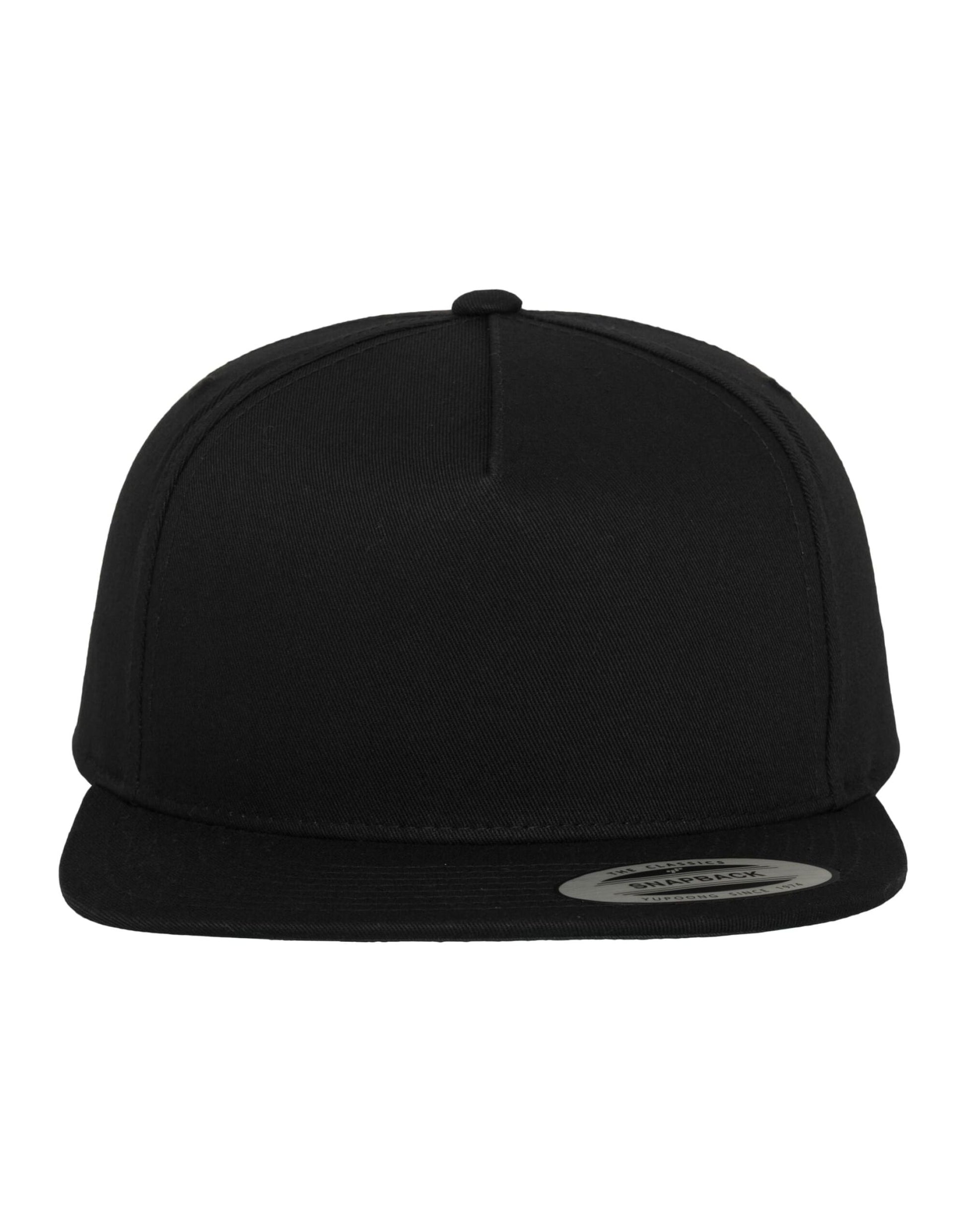 Classic 5 Panel Cotton Twill Snapback - Black/Black