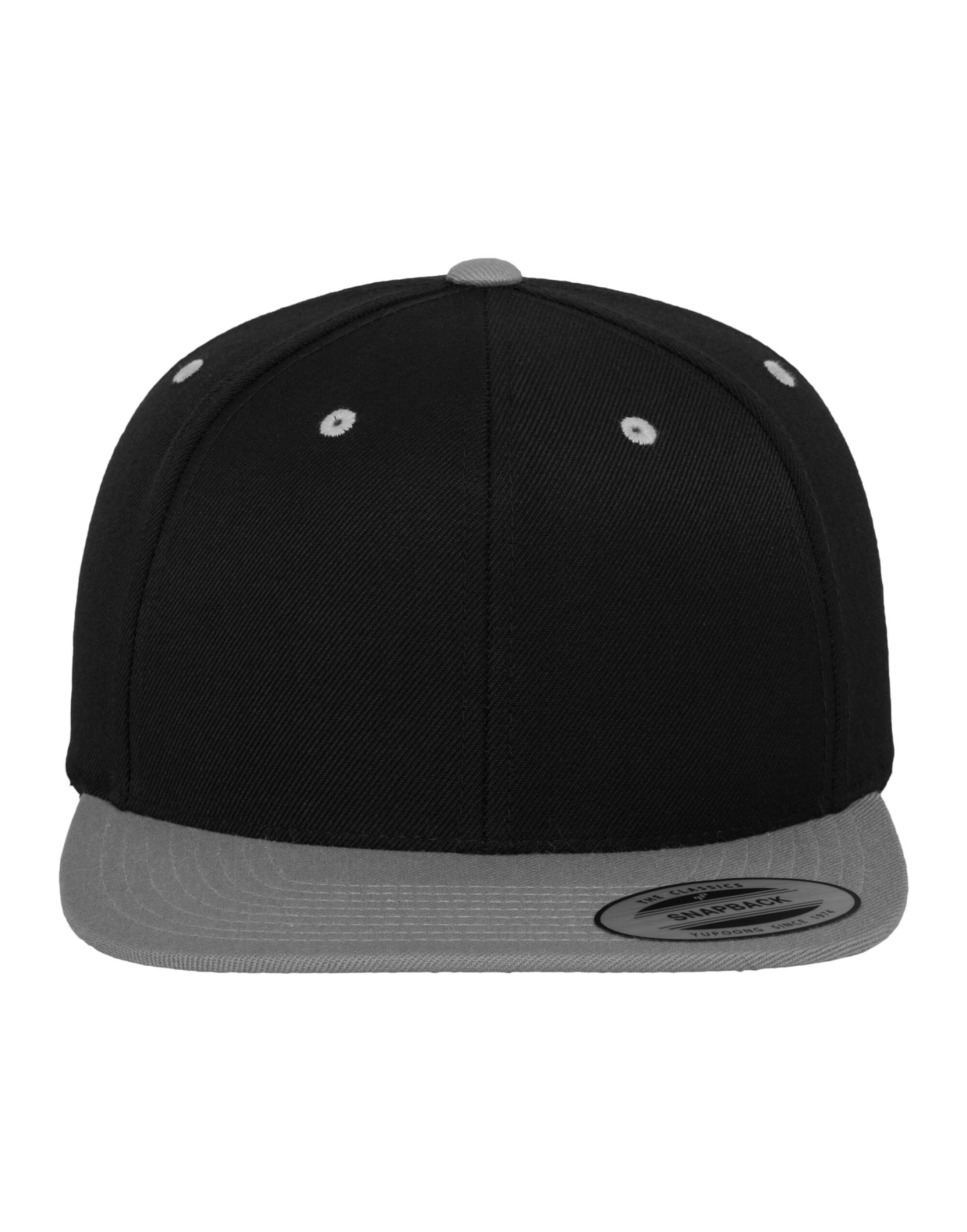 Two Tone Classic Snapback Cap - Black/Silver