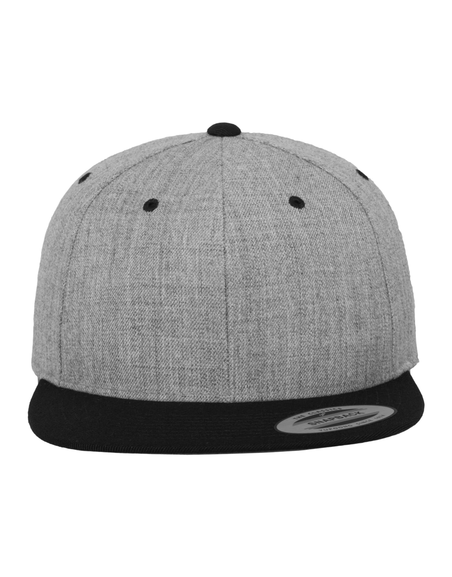 Two Tone Classic Snapback Cap - Heather Grey/Black