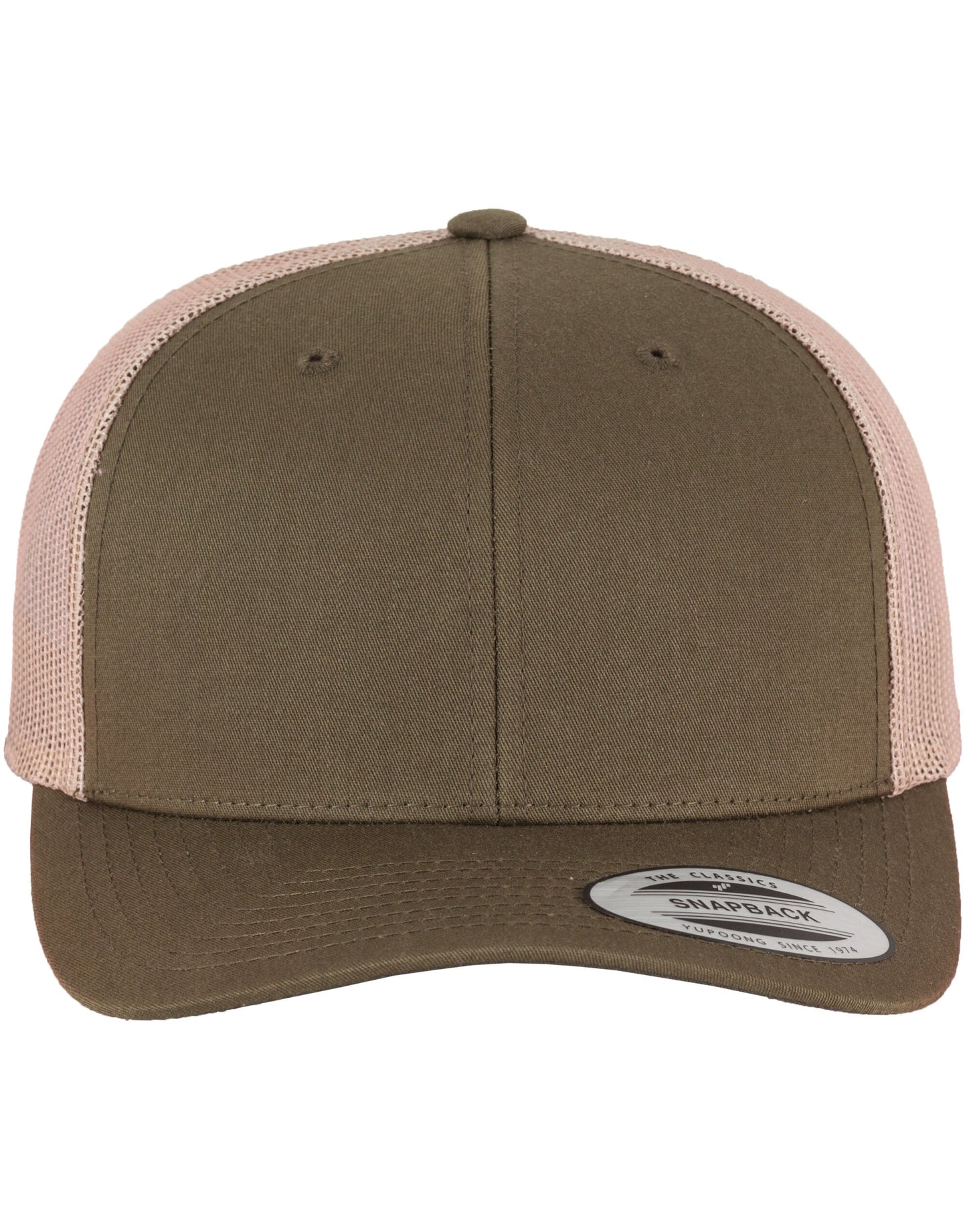 Retro Trucker Two Tone Cap - Moss Green/Khaki