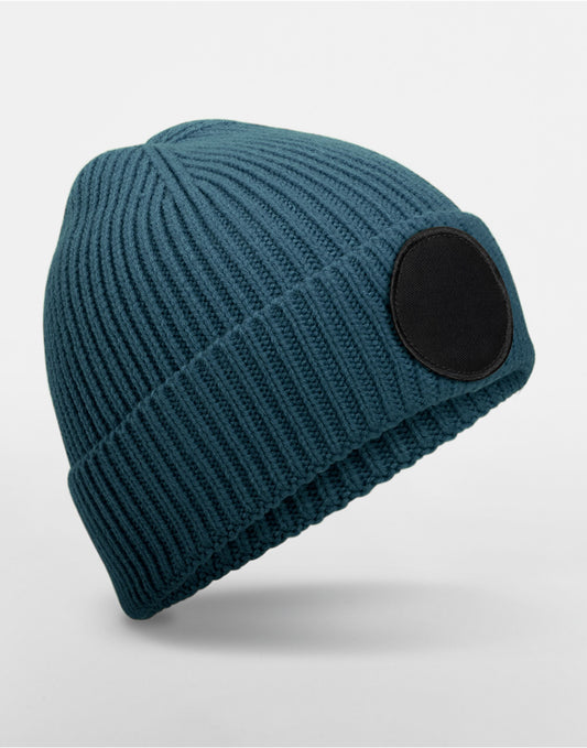 Circular Fashion Patch Beanie - Airforce Blue/black