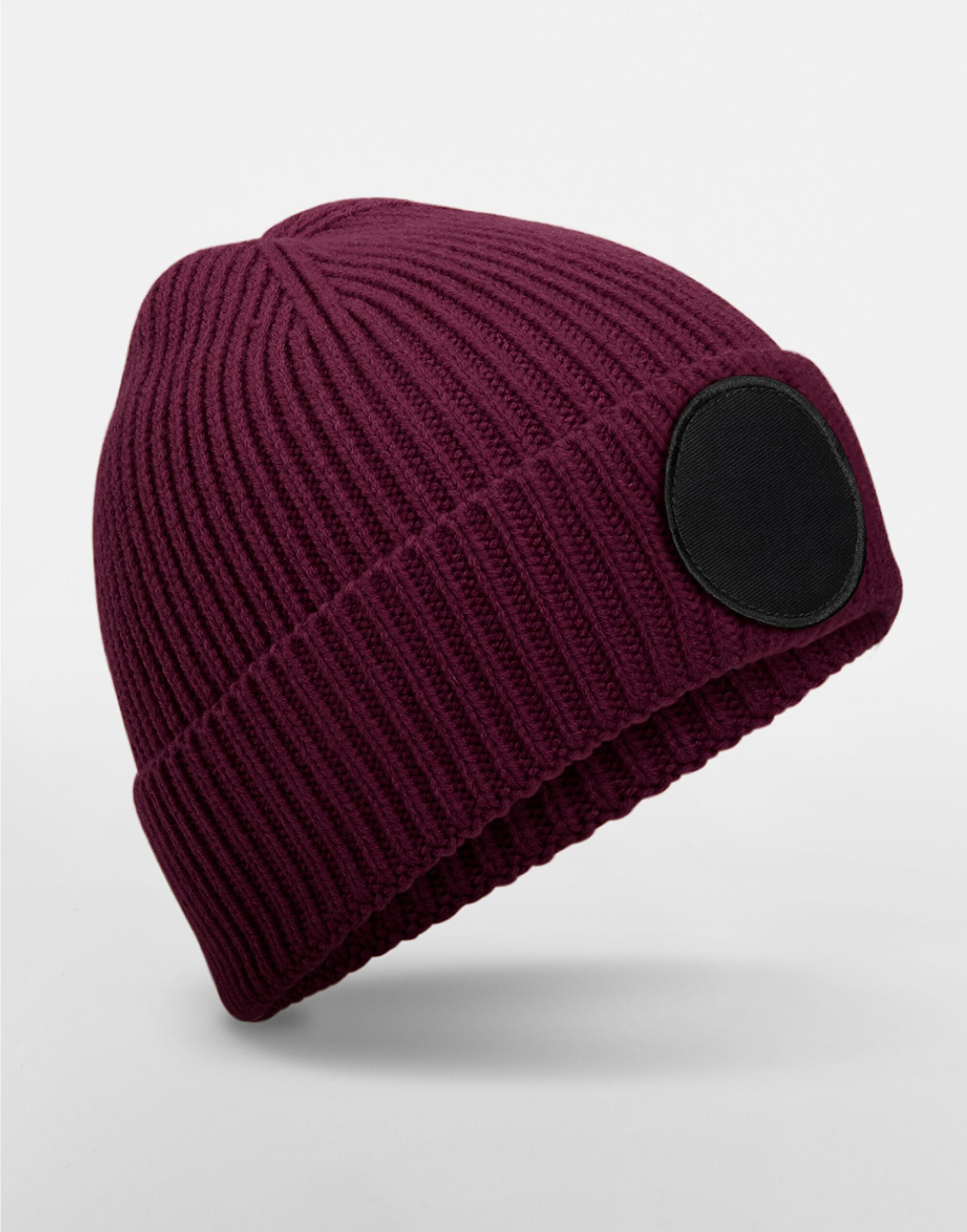 Circular Fashion Patch Beanie - Burgundy/Black