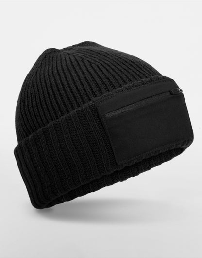 Zip Patch Beanie - Black