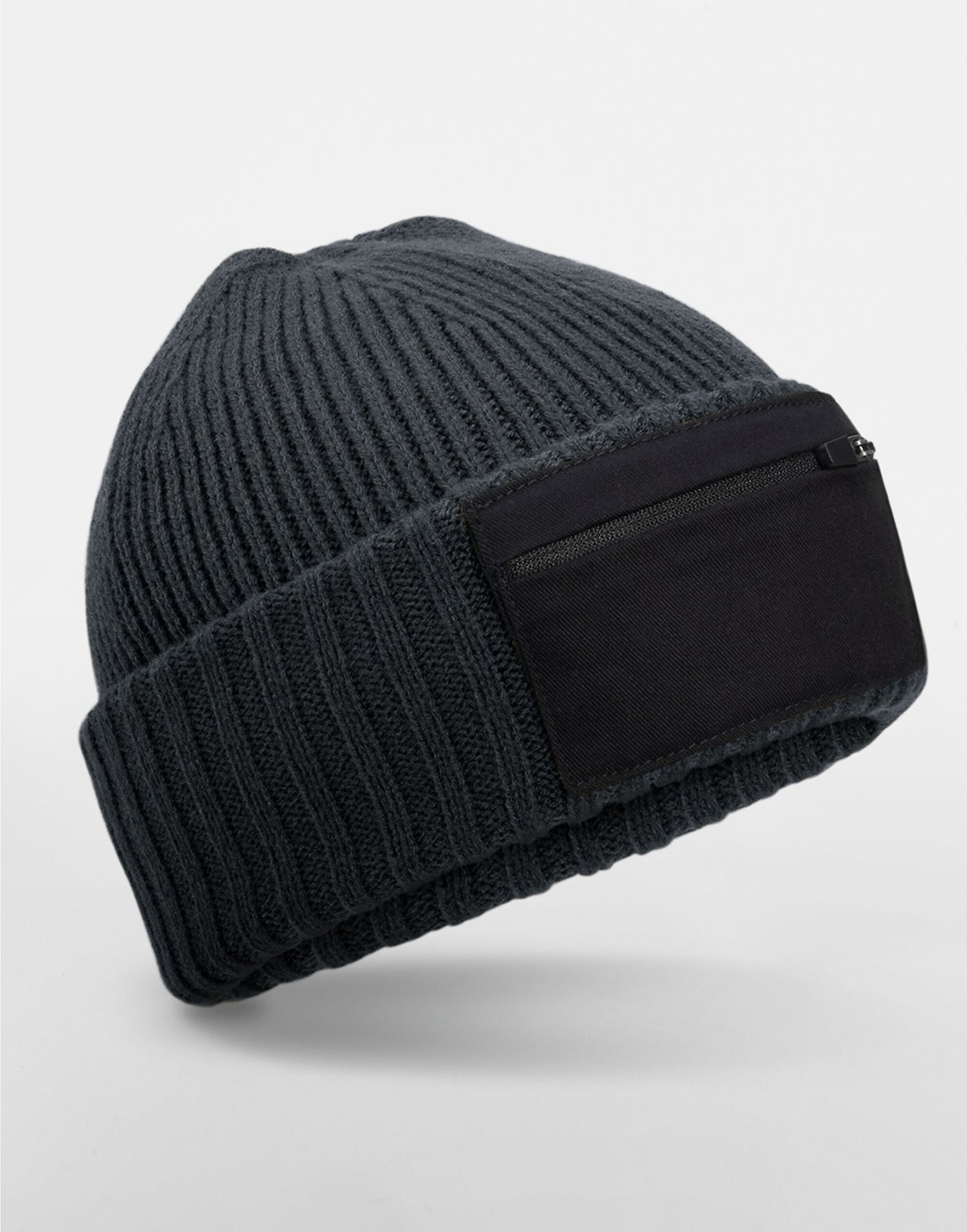 Zip Patch Beanie - Graphite Grey/Black