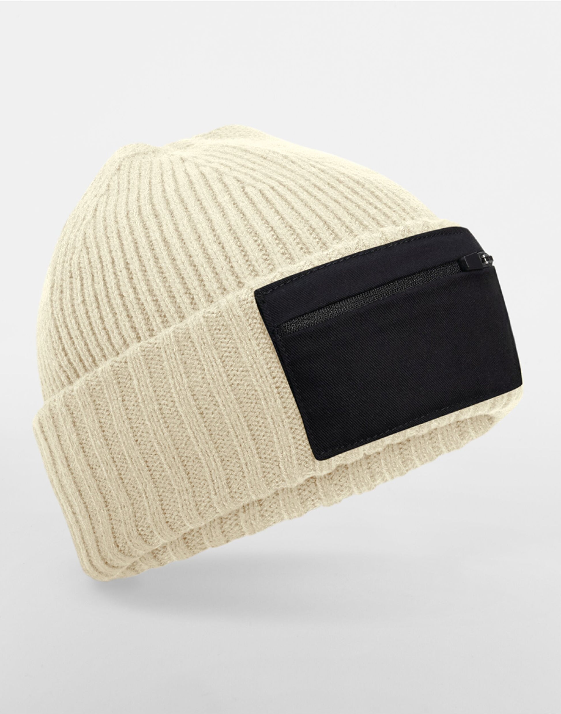 Zip Patch Beanie - Sand/Black