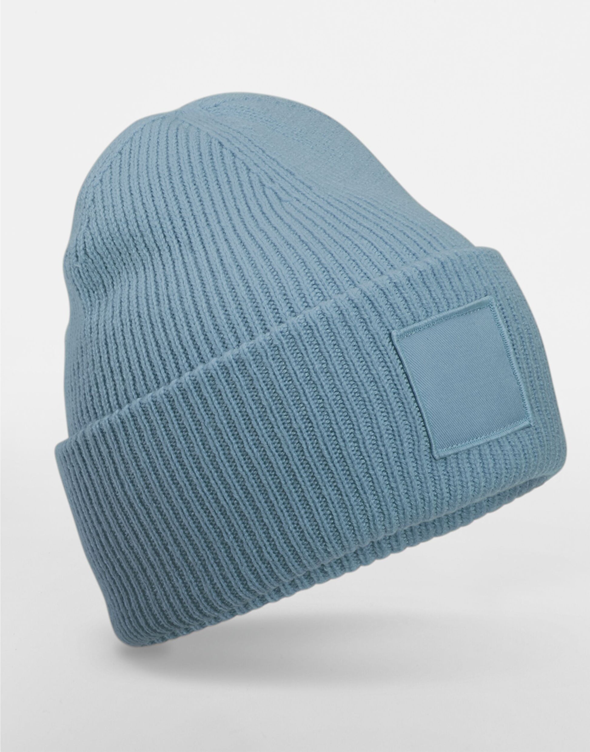 Deep Cuffed Tonal Patch Beanie - Dusty Blue