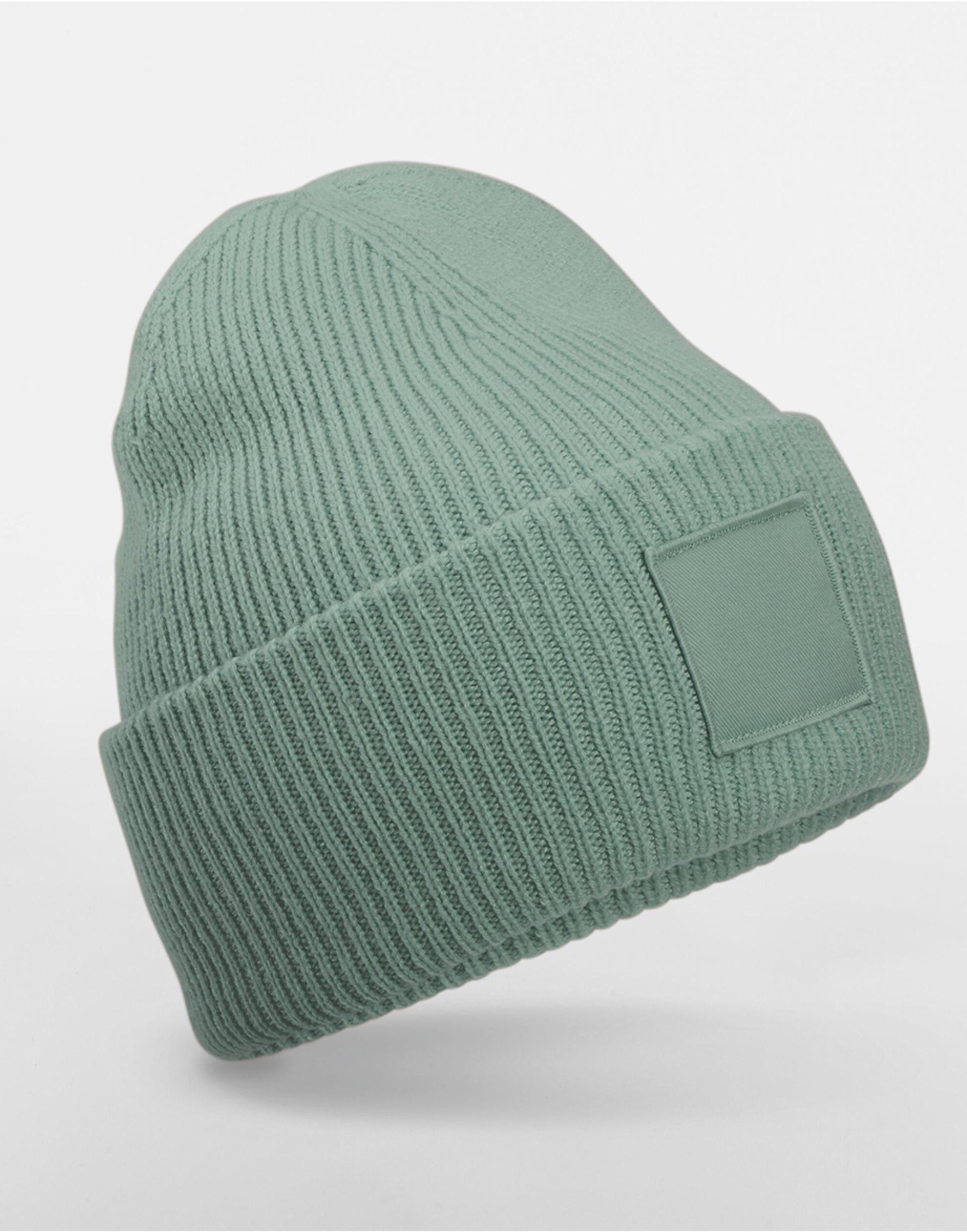 Deep Cuffed Tonal Patch Beanie - Dusty Green