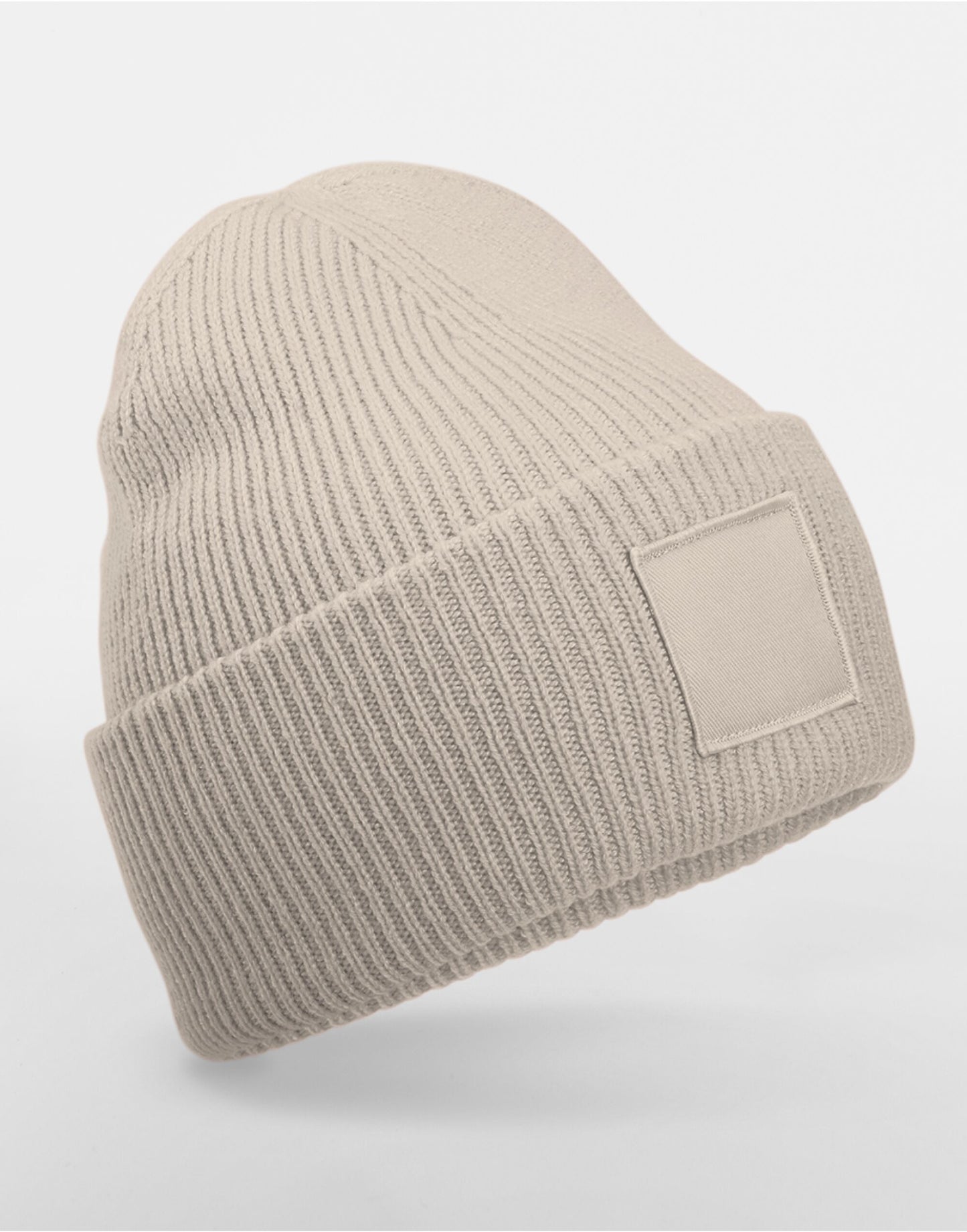 Deep Cuffed Tonal Patch Beanie - Natural Stone