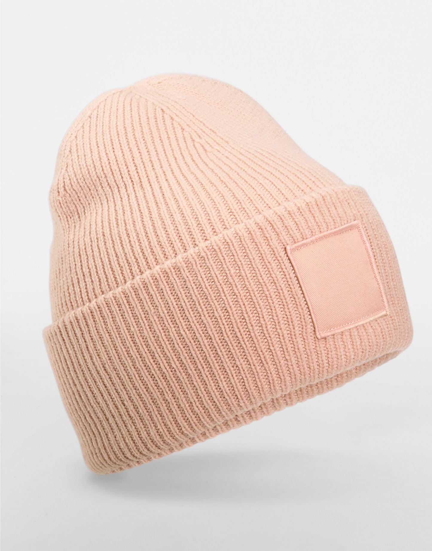 Deep Cuffed Tonal Patch Beanie - Peach