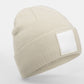 Appliqué Patch Beanie - Oatmeal/White