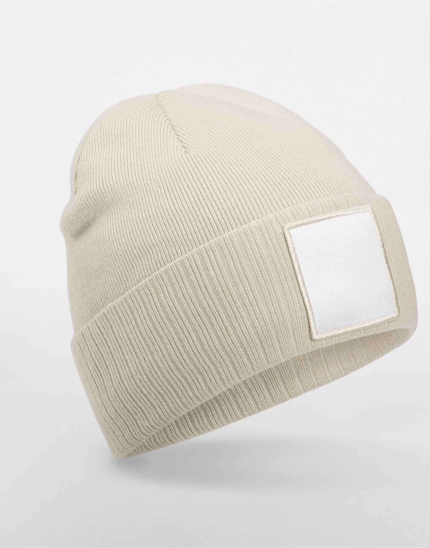 Appliqué Patch Beanie - Oatmeal/White
