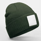 Appliqué Patch Beanie - Olive Green/White