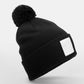 Appliqué Patch Pom Beanie - Black/White