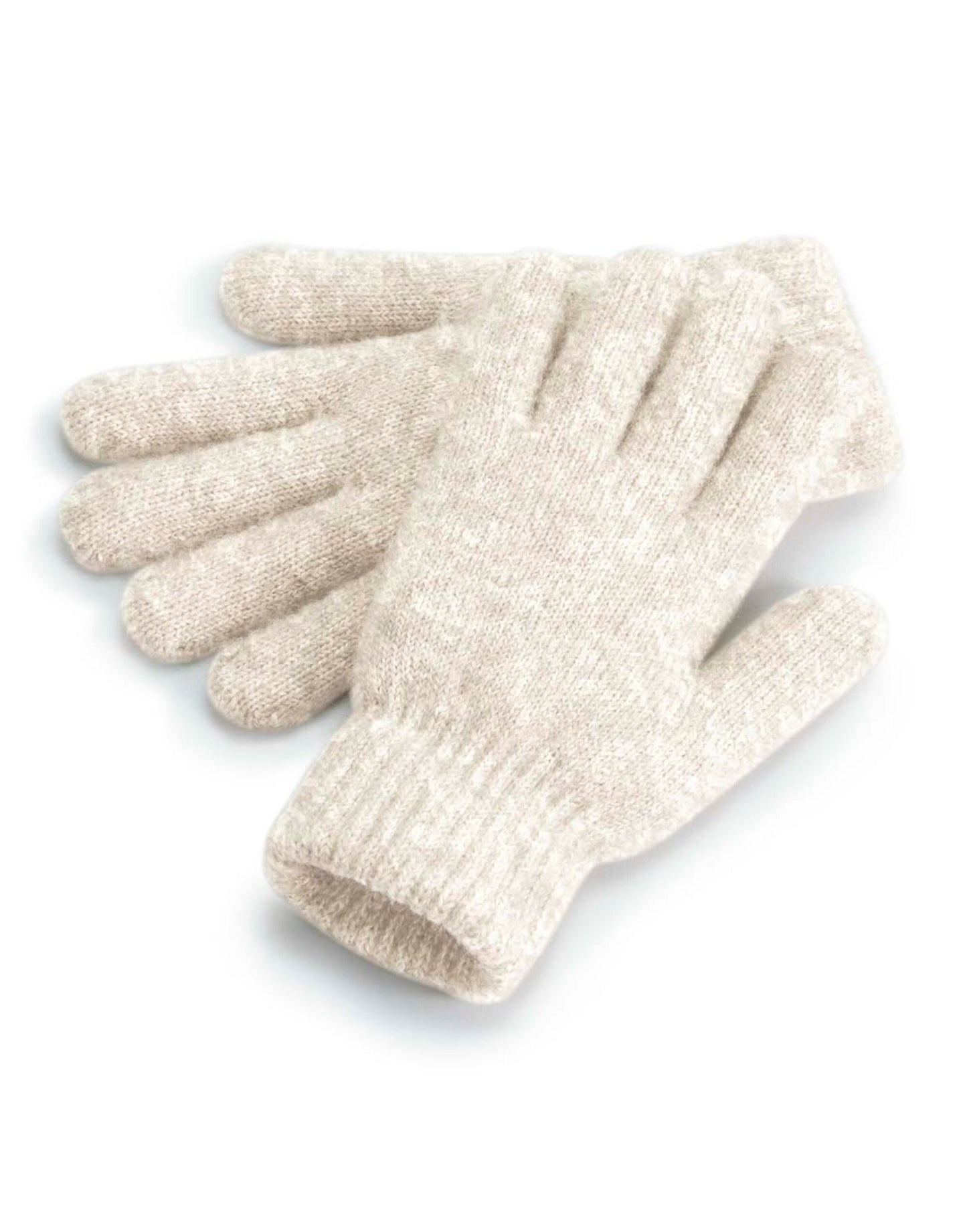 Cosy Ribbed Cuff Gloves - Almond Marl