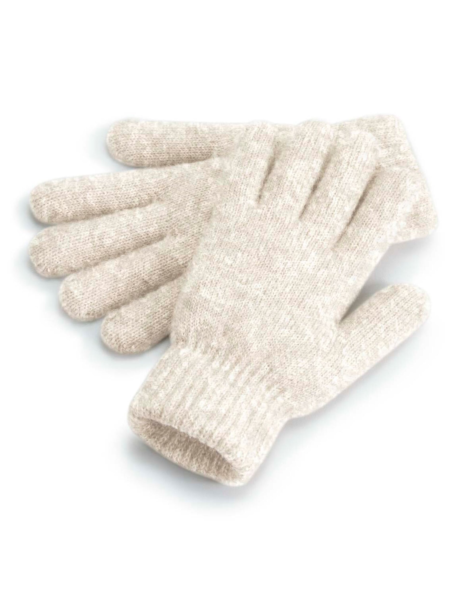 Cosy Ribbed Cuff Gloves - Almond Marl