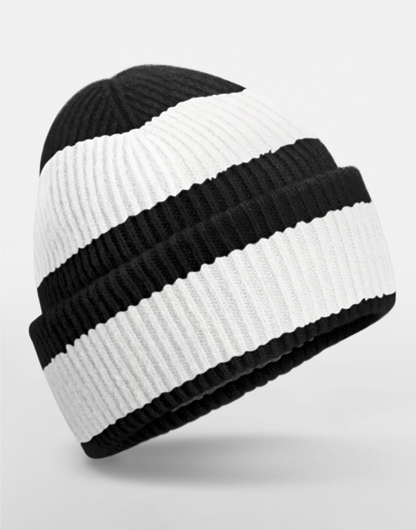 Colour Block Beanie - Black/Soft White