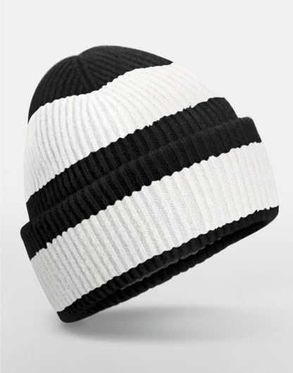 Colour Block Beanie - Black/Soft White