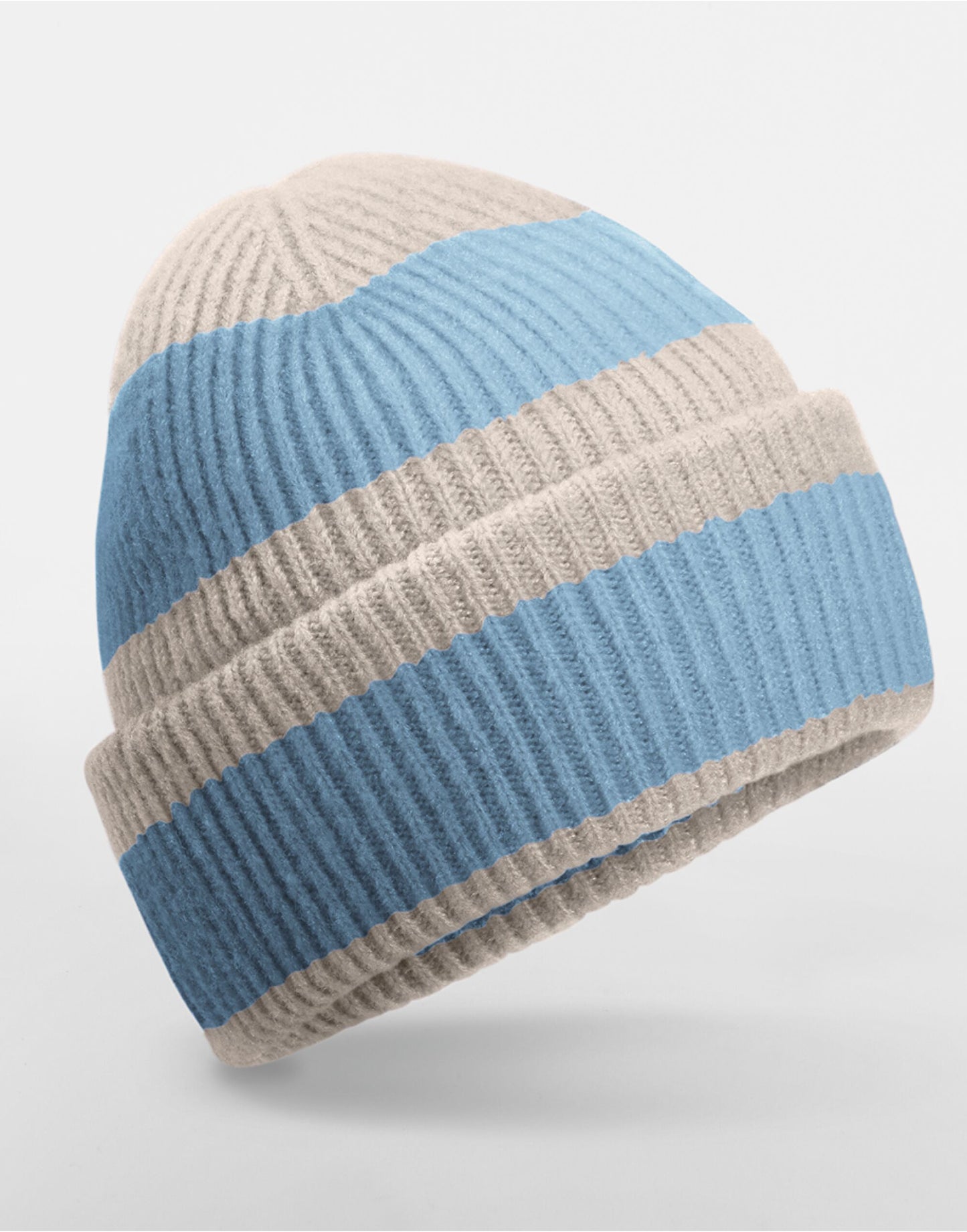 Colour Block Beanie - Natural Stone/Dusty Blue