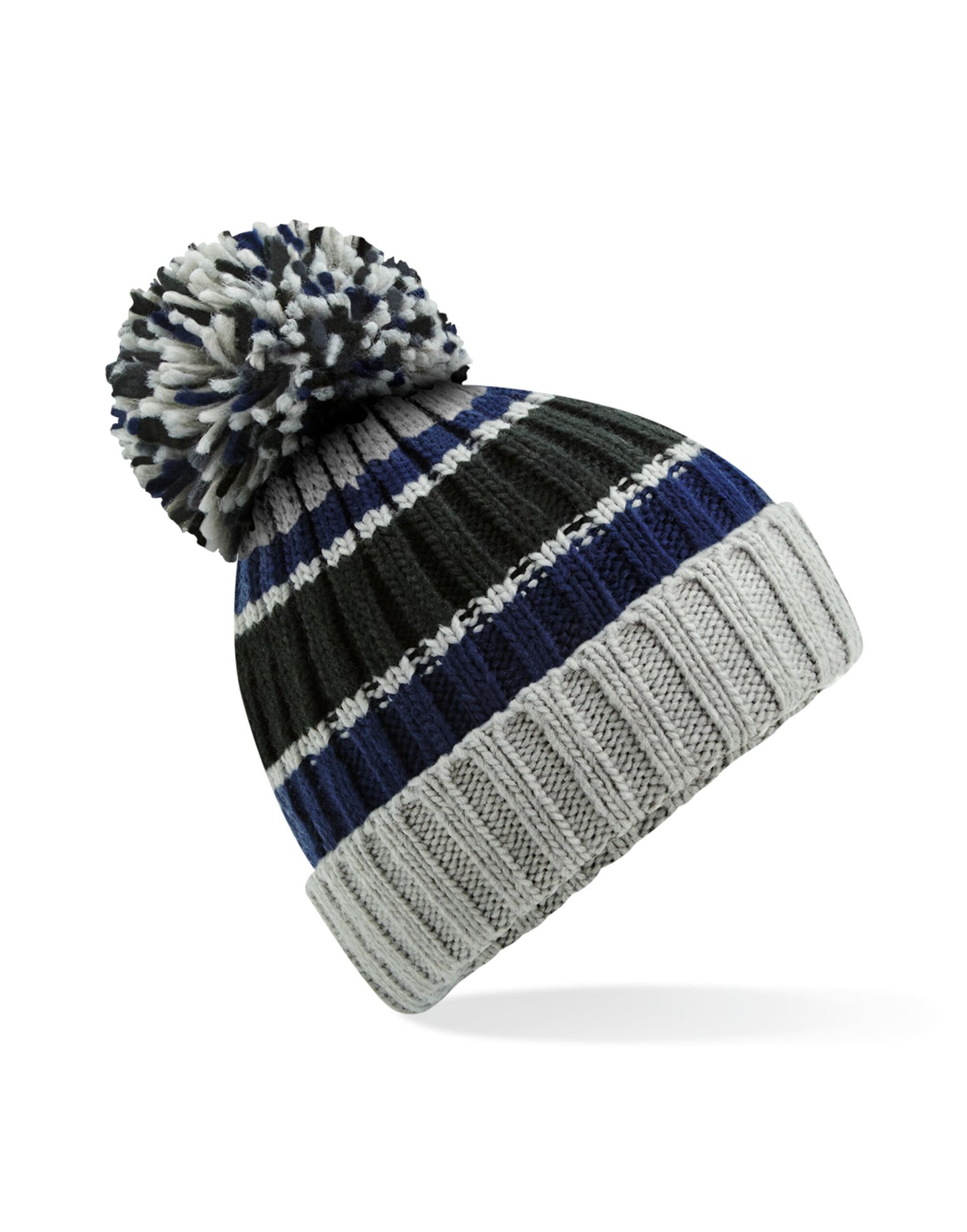 Hygge Striped Beanie - Blue Steel