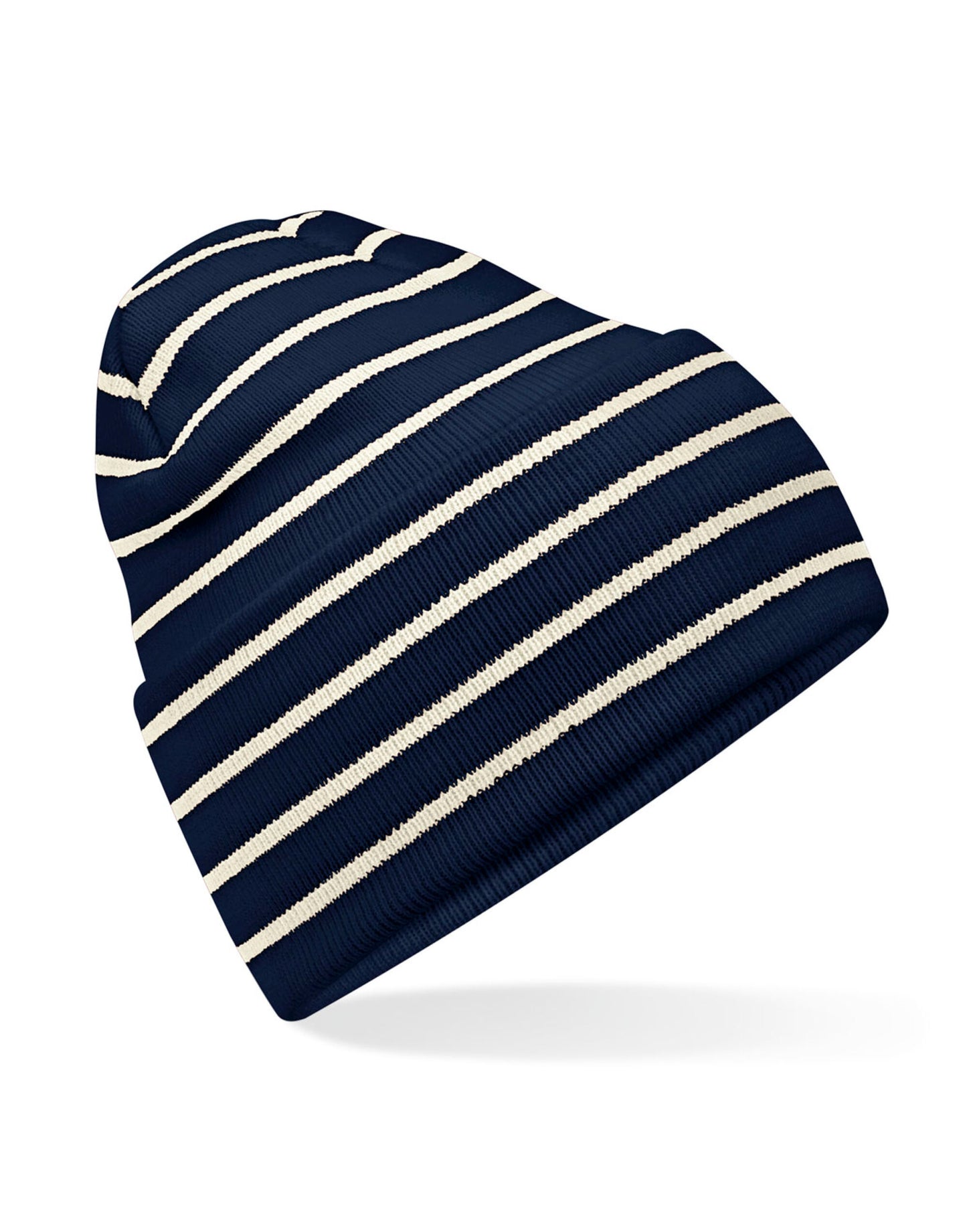 Original Deep Cuffed Striped Beanie - French Navy/Soft White